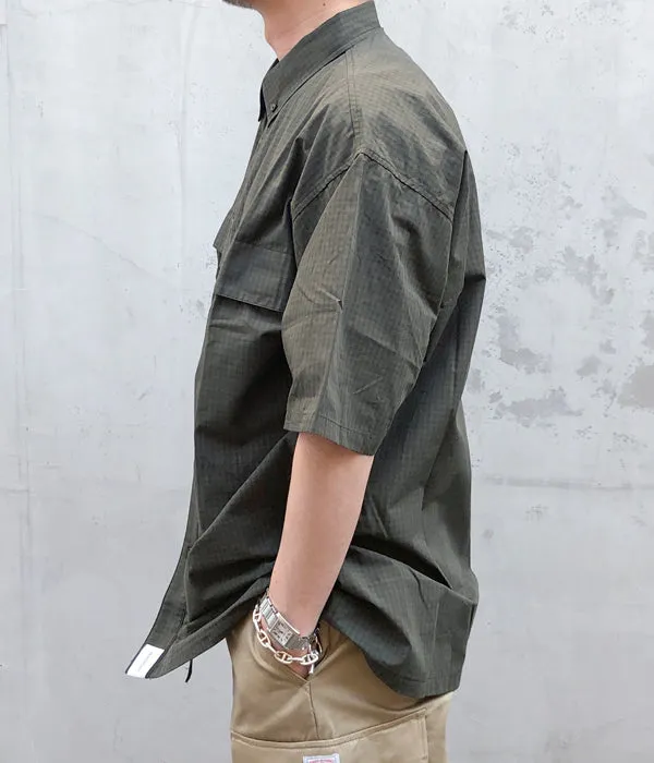 DESCENDANT/SCALE PLAID FISHING SS SHIRT (OLIVE DRAB)