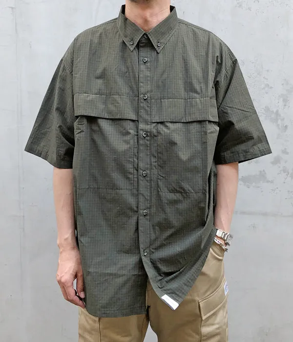 DESCENDANT/SCALE PLAID FISHING SS SHIRT (OLIVE DRAB)