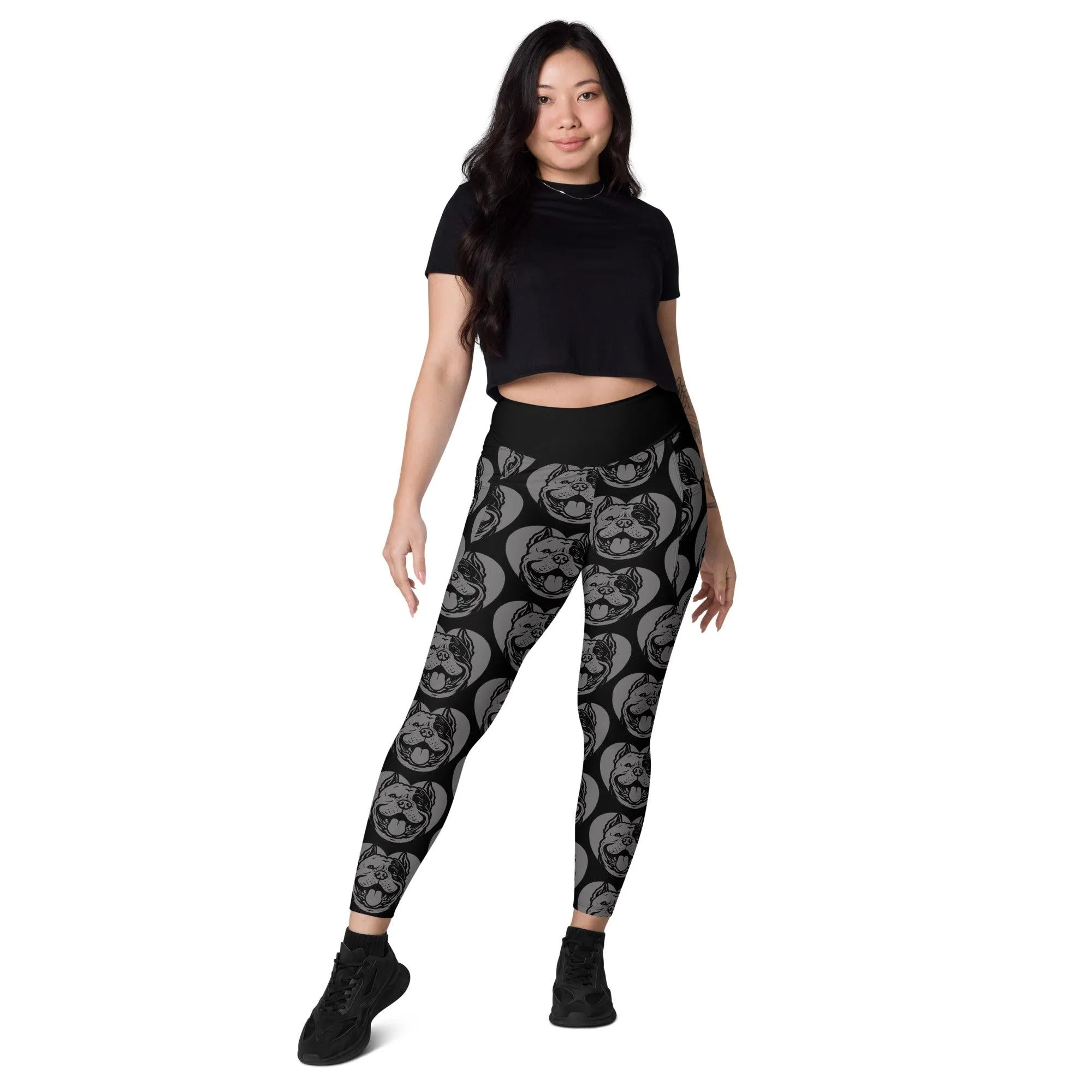 DOG BREED LEGGINGS with pockets - AMERICAN BULLY EXTREME - HERTTAHOUND - grey