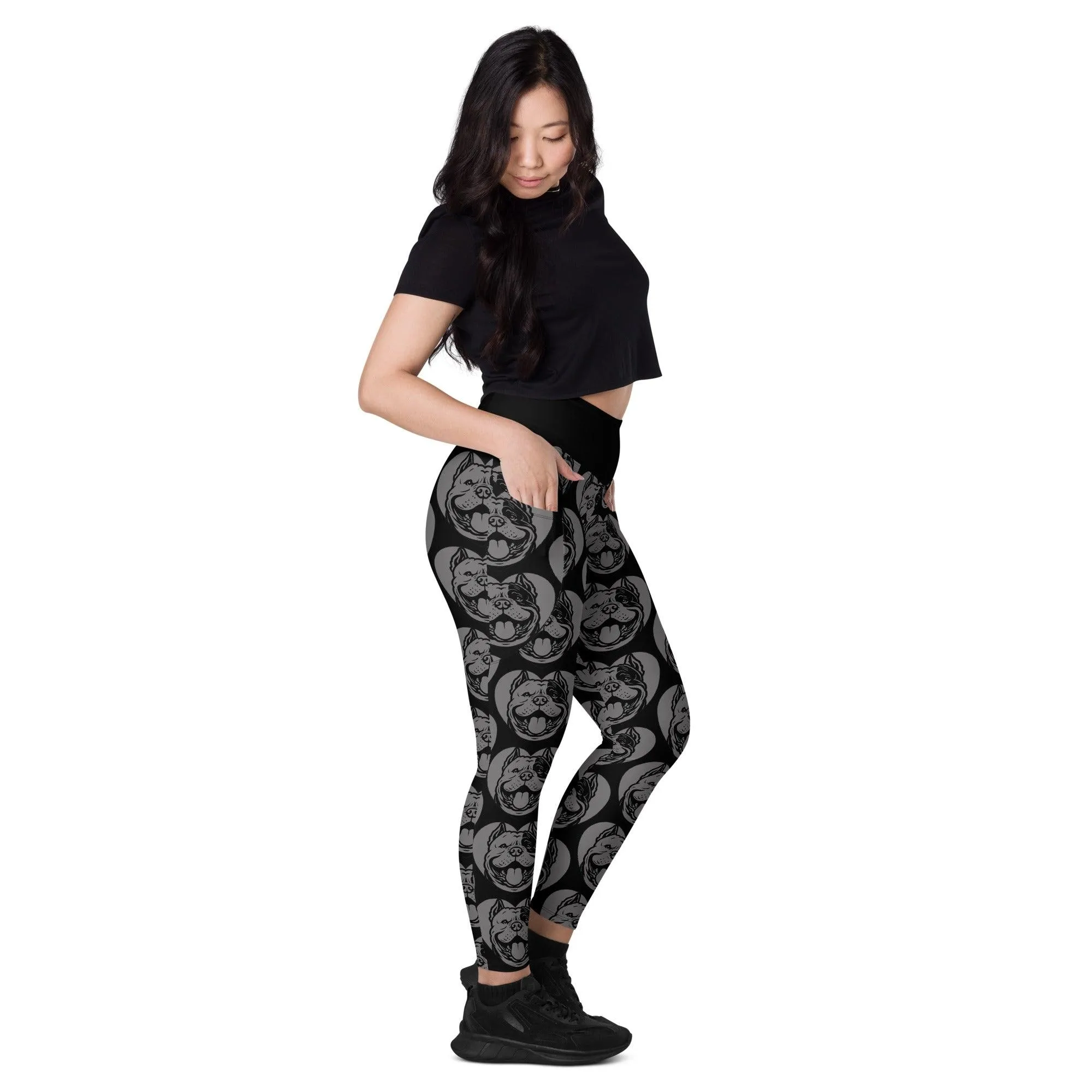DOG BREED LEGGINGS with pockets - AMERICAN BULLY EXTREME - HERTTAHOUND - grey
