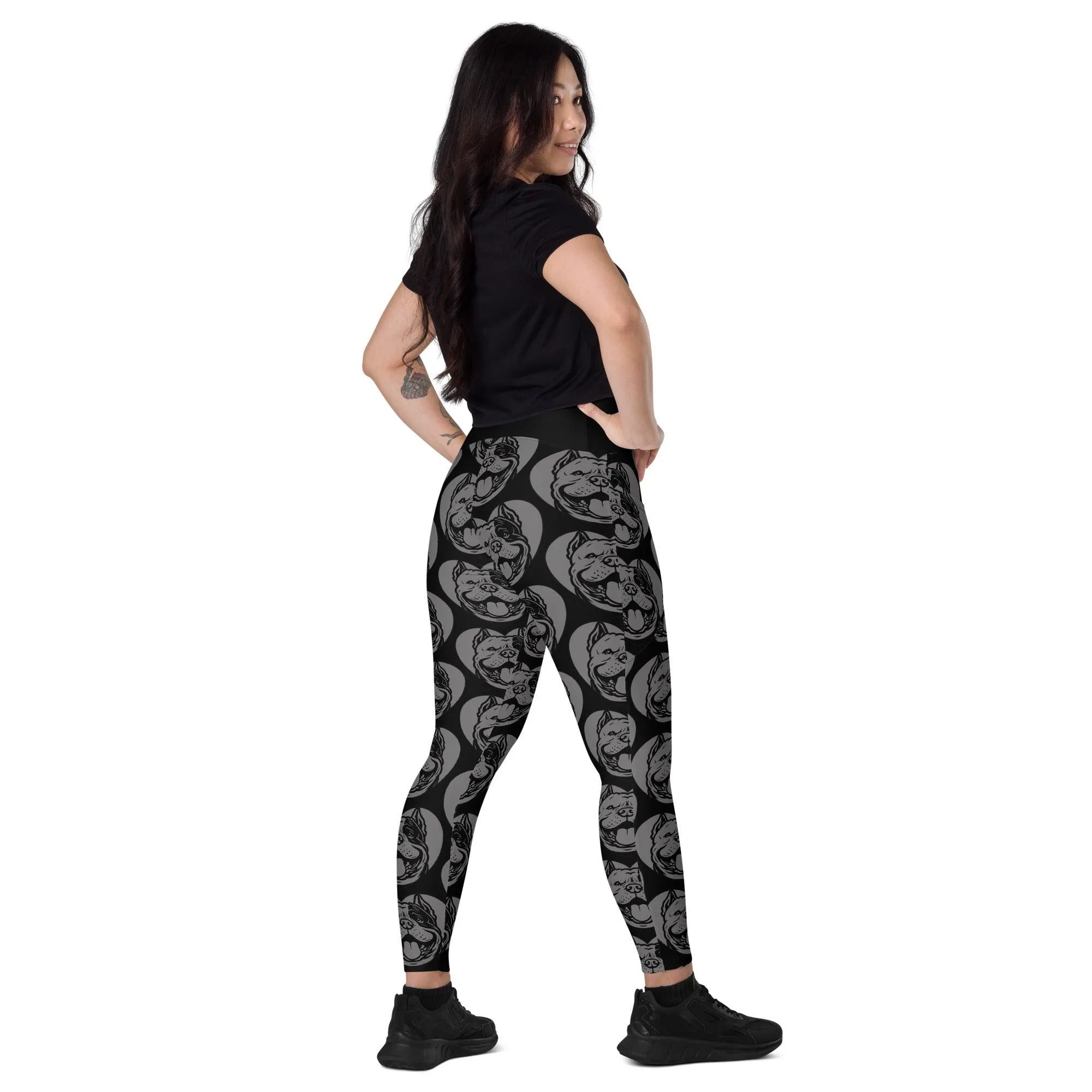 DOG BREED LEGGINGS with pockets - AMERICAN BULLY EXTREME - HERTTAHOUND - grey