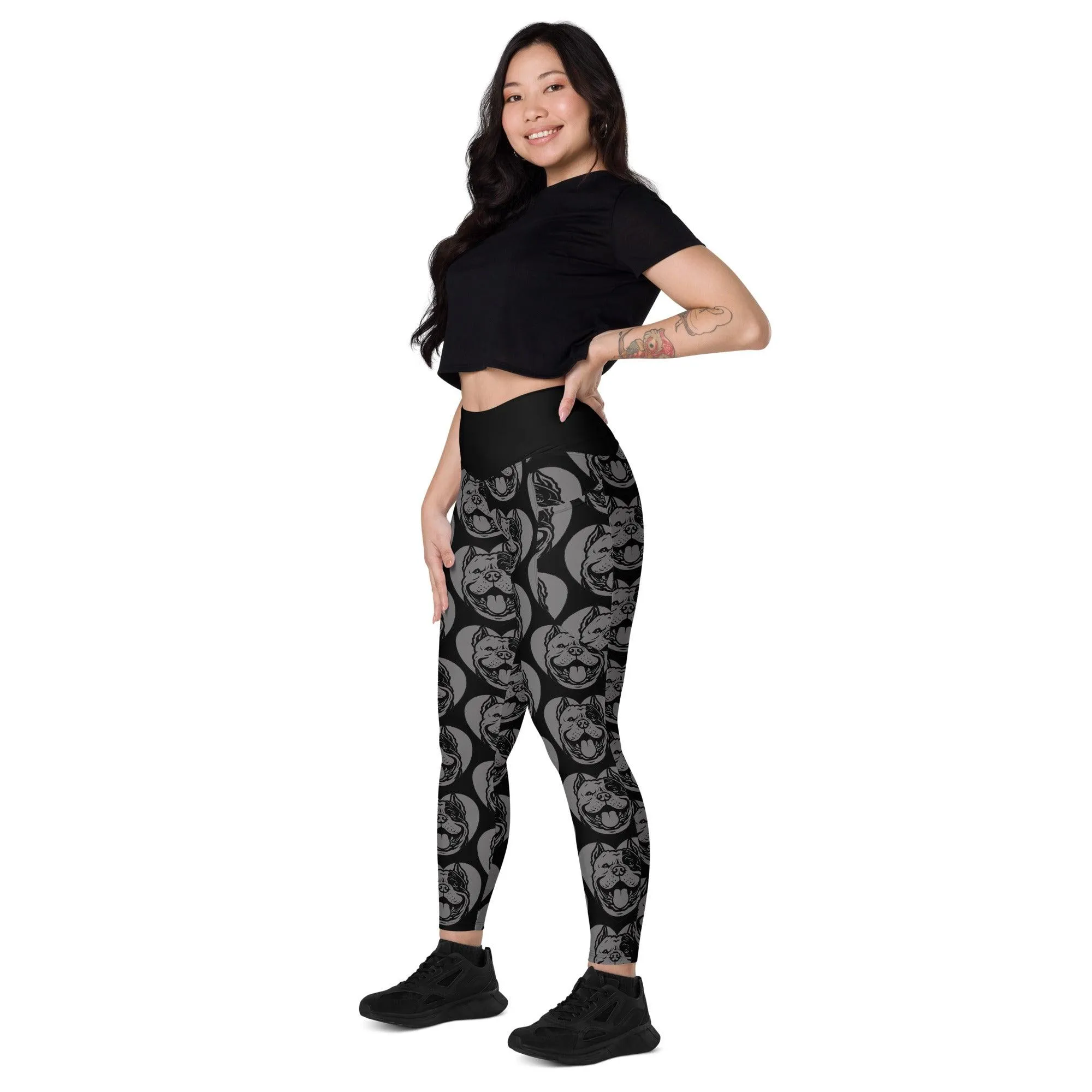 DOG BREED LEGGINGS with pockets - AMERICAN BULLY EXTREME - HERTTAHOUND - grey
