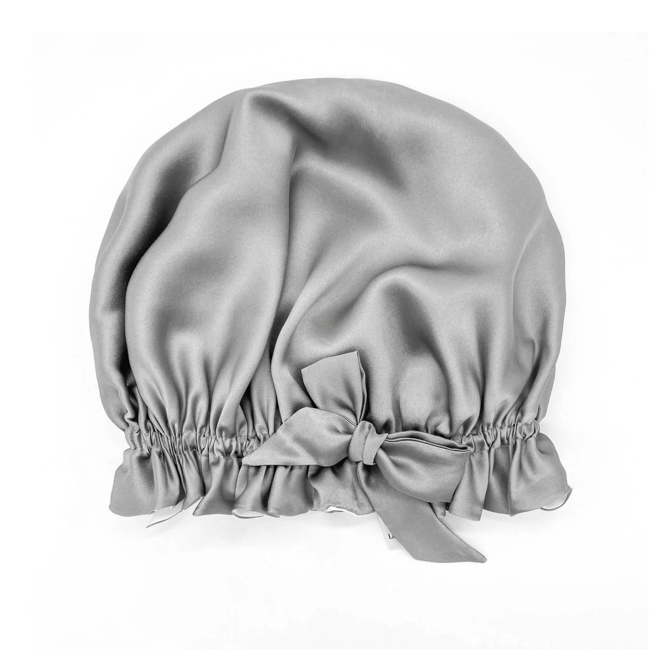 Double Layer Women Silk Sleep Cap Hair Bonnet 100% Mulberry Silk - Silver - Medium to Large