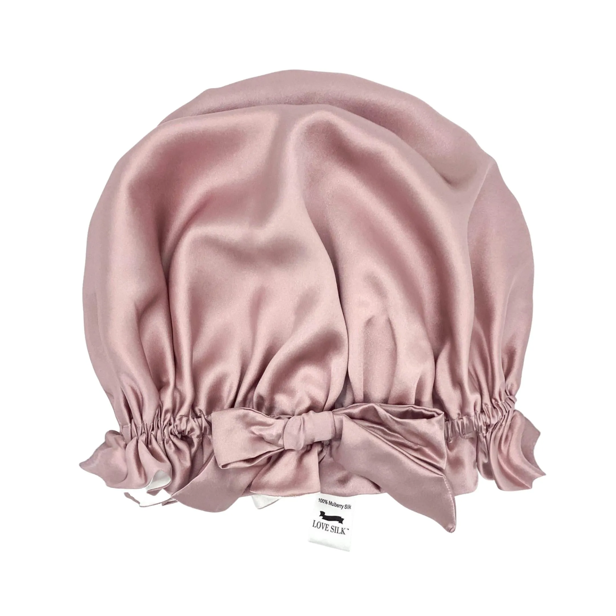 Double Layer Women Silk Sleep Cap Hair Bonnet 100% Mulberry Silk - Silver - Medium to Large