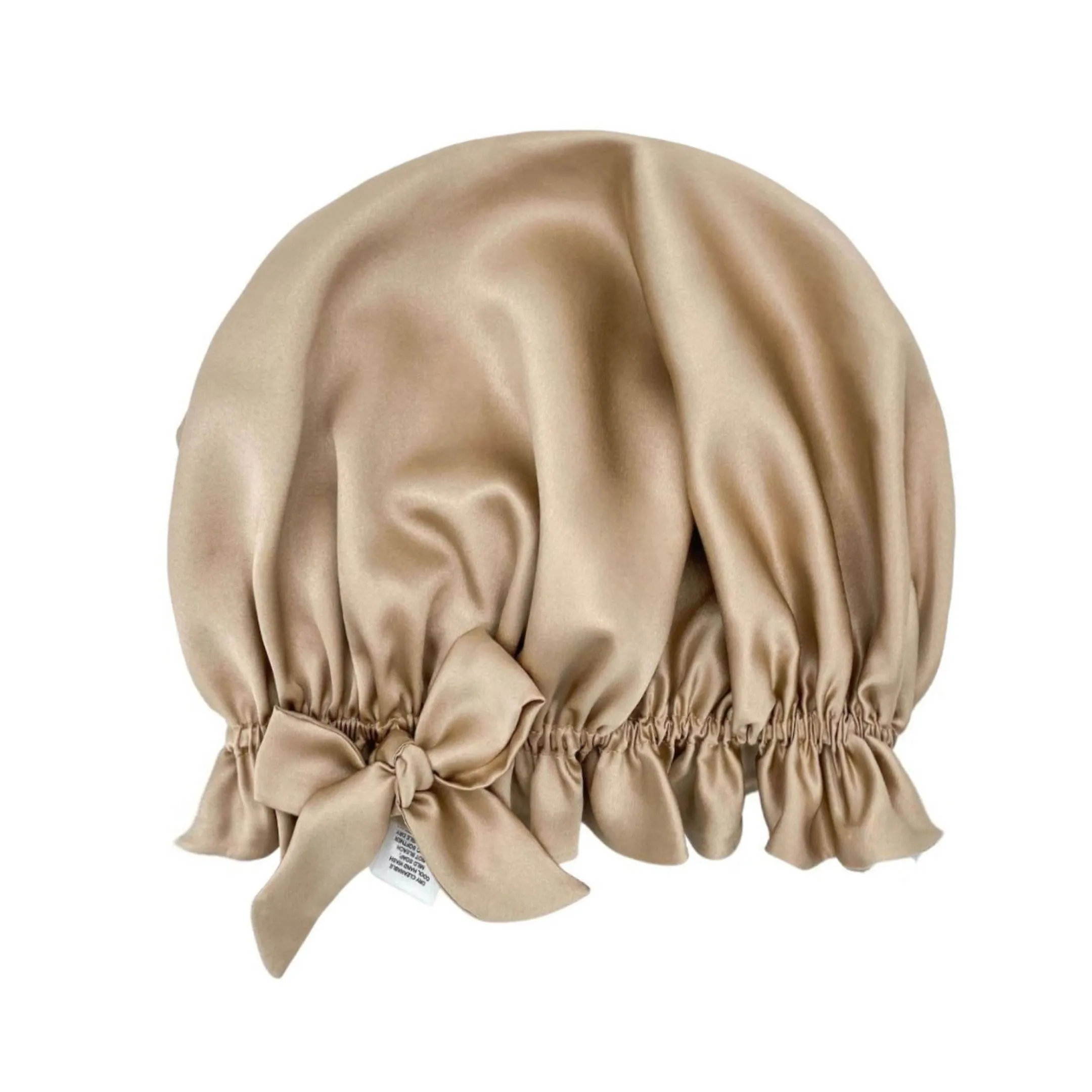 Double Layer Women Silk Sleep Cap Hair Bonnet 100% Mulberry Silk - Silver - Medium to Large