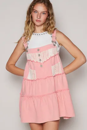 Dream On Denim   Crochet Tiered Overall Mini Dress (3 Colors)