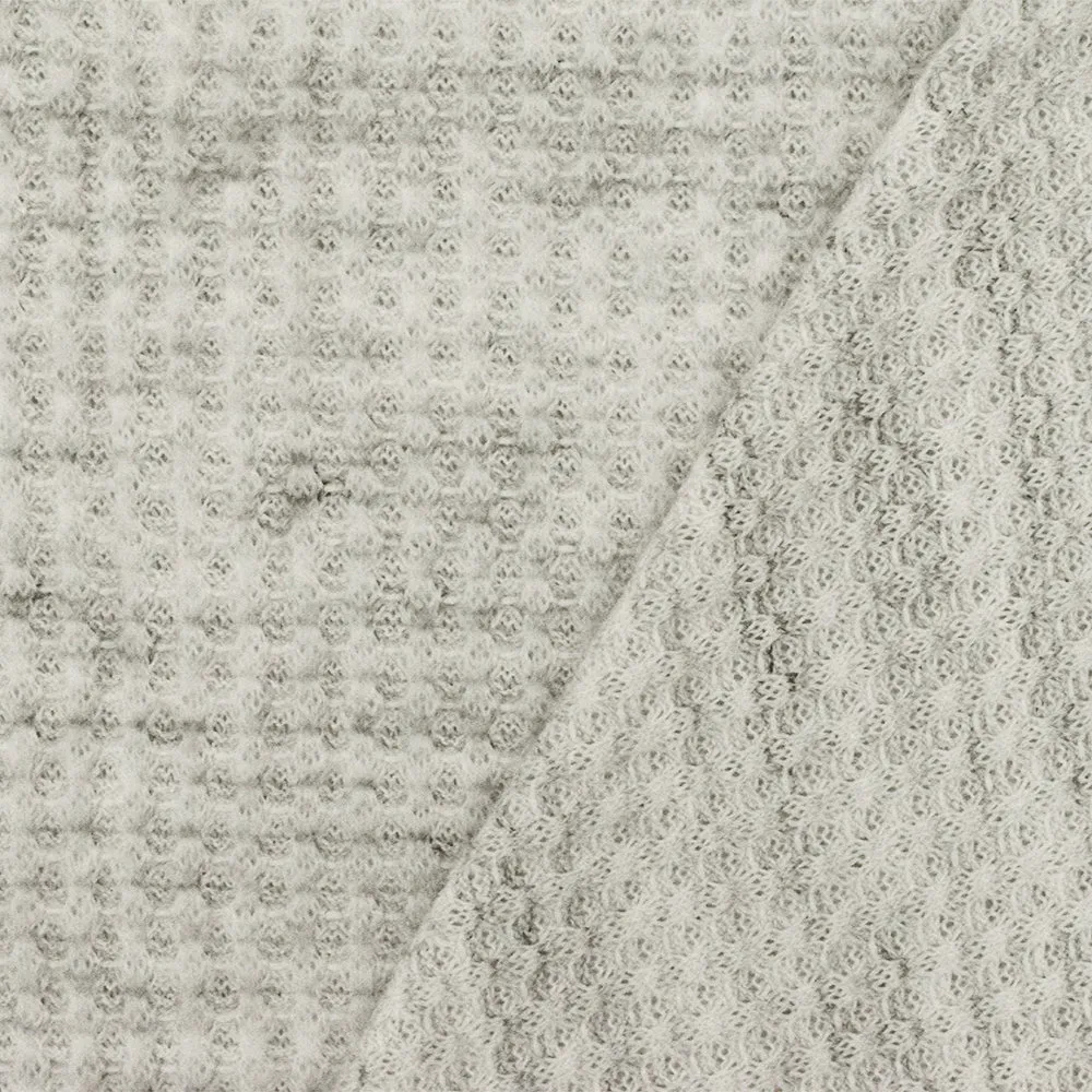 Dusty Ivory-Gray-Black Texture Stretch Poly Thermal Knit Fabric