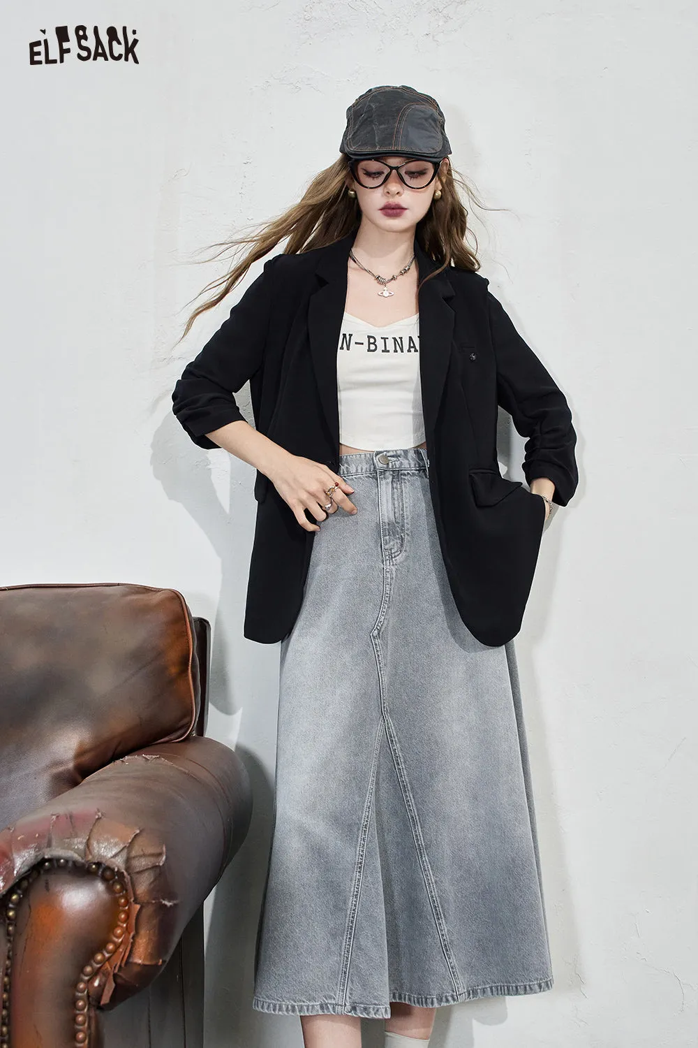 ELFSACK 2024 Summer New Arrivals Elegant casual suit jacket for women with a sense of luxury, thin style small suit