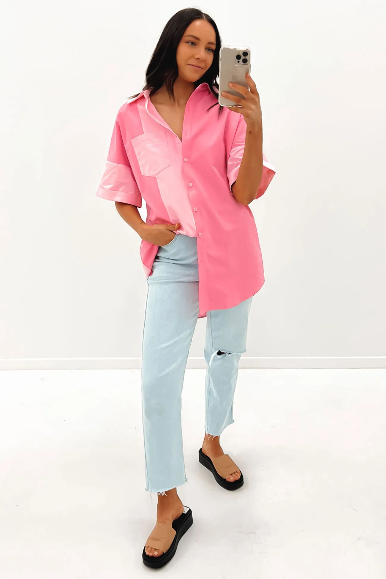 Eliza Shirt Dress Pink