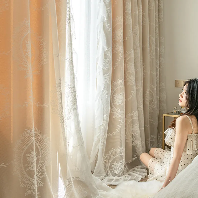 Everleigh Two-Layer Lace Botanical Blackout Thermal Custom Curtain
