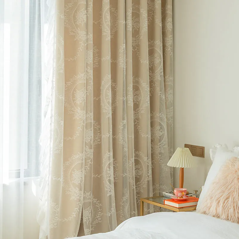 Everleigh Two-Layer Lace Botanical Blackout Thermal Custom Curtain