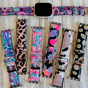 Fancy Printed Leather Bands For Apple Watch Multiple Designs Available