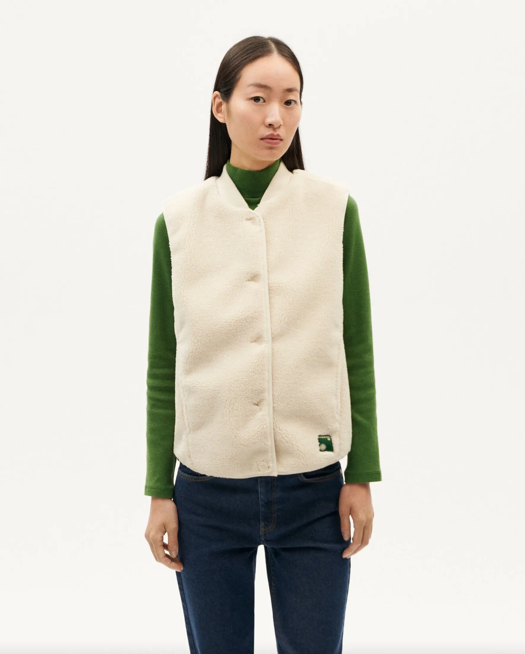 fleece vest - jay - ivory