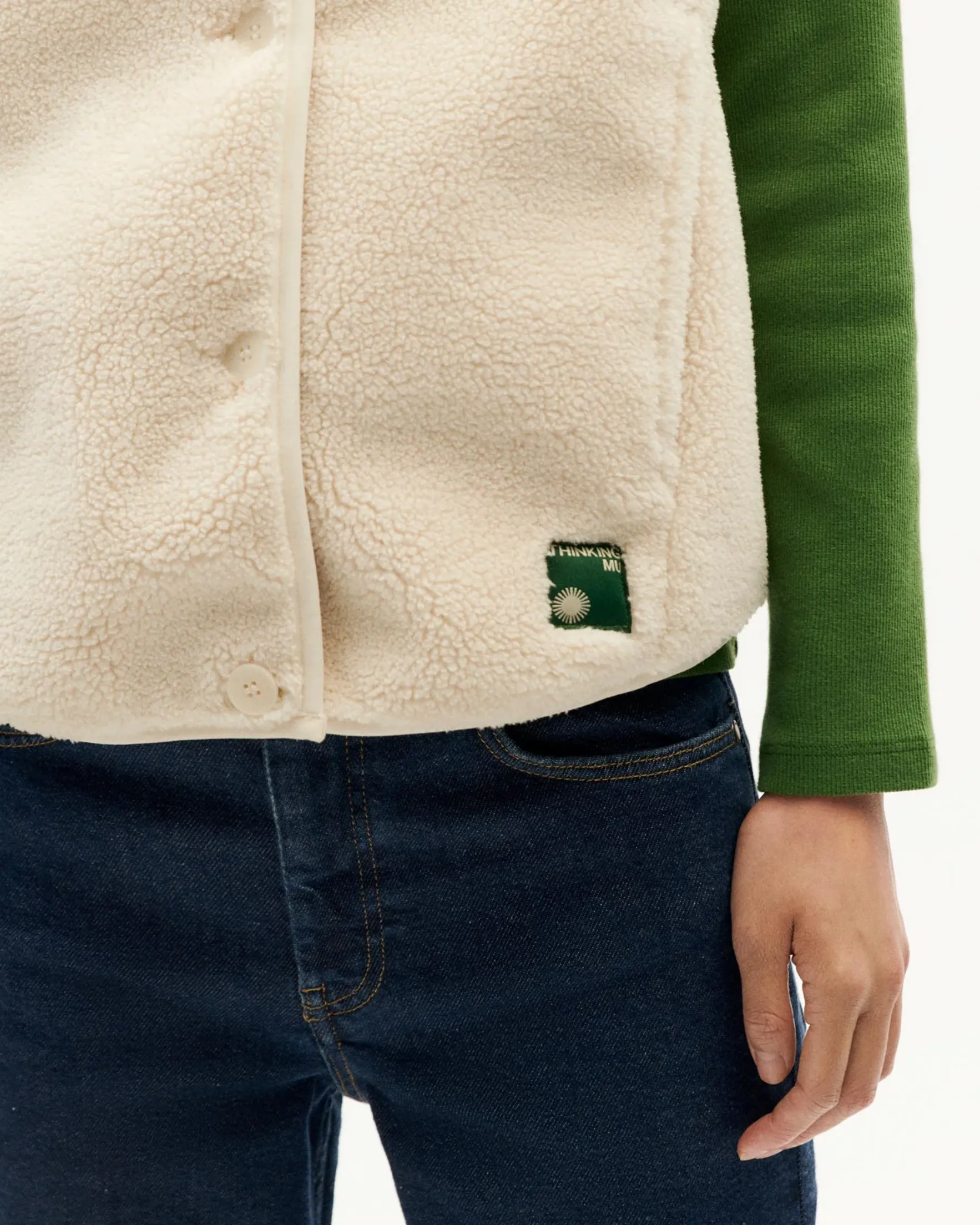 fleece vest - jay - ivory