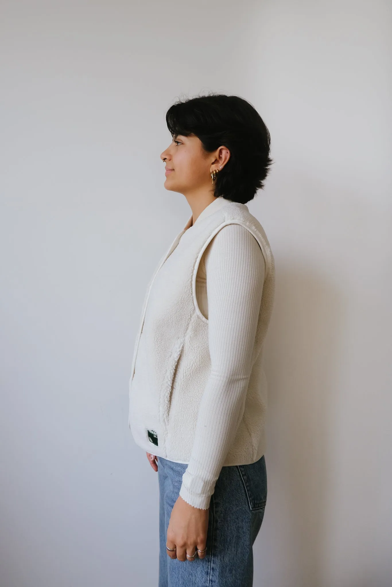 fleece vest - jay - ivory