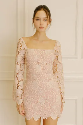 Floral Lace Mini Dress in Cream