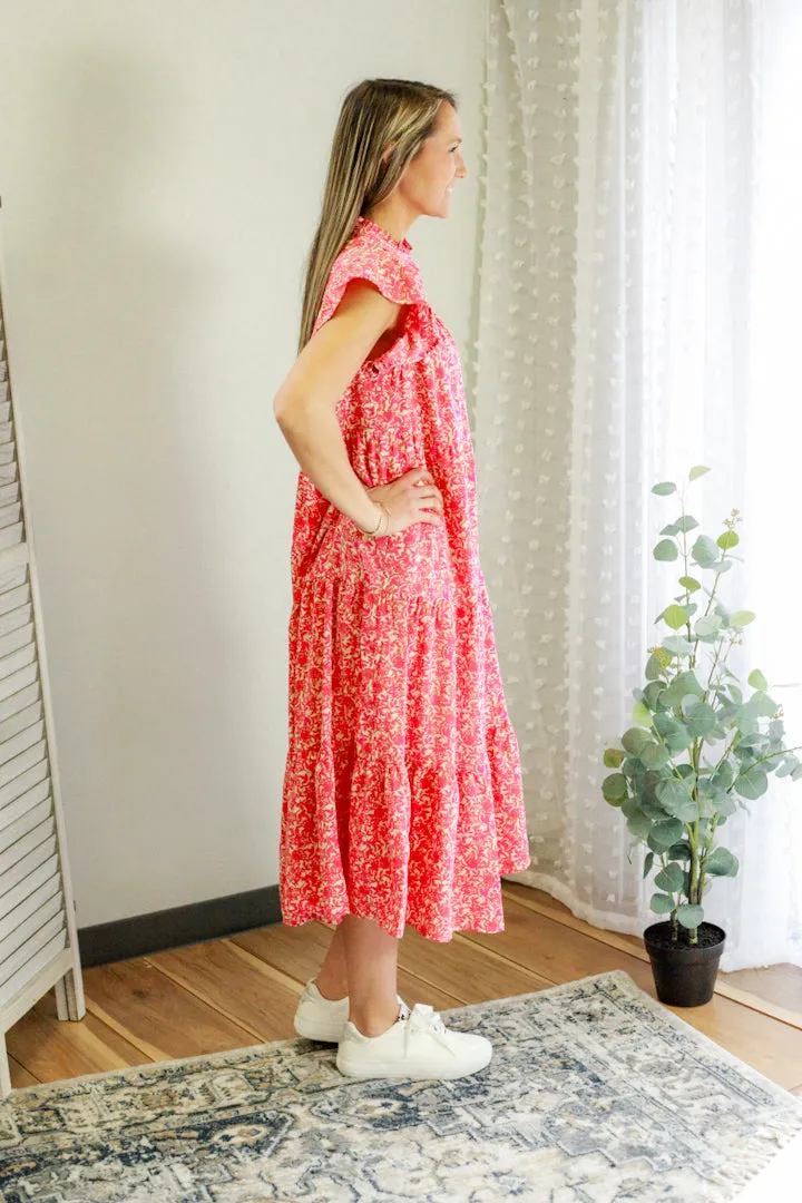 Floral V-Neck Midi Dress