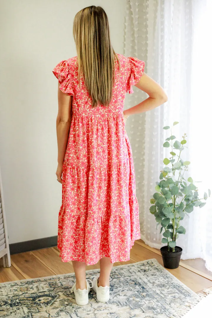 Floral V-Neck Midi Dress