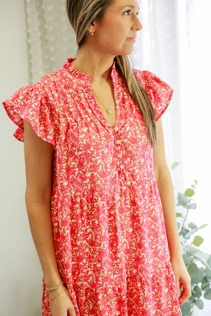 Floral V-Neck Midi Dress