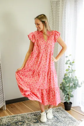 Floral V-Neck Midi Dress