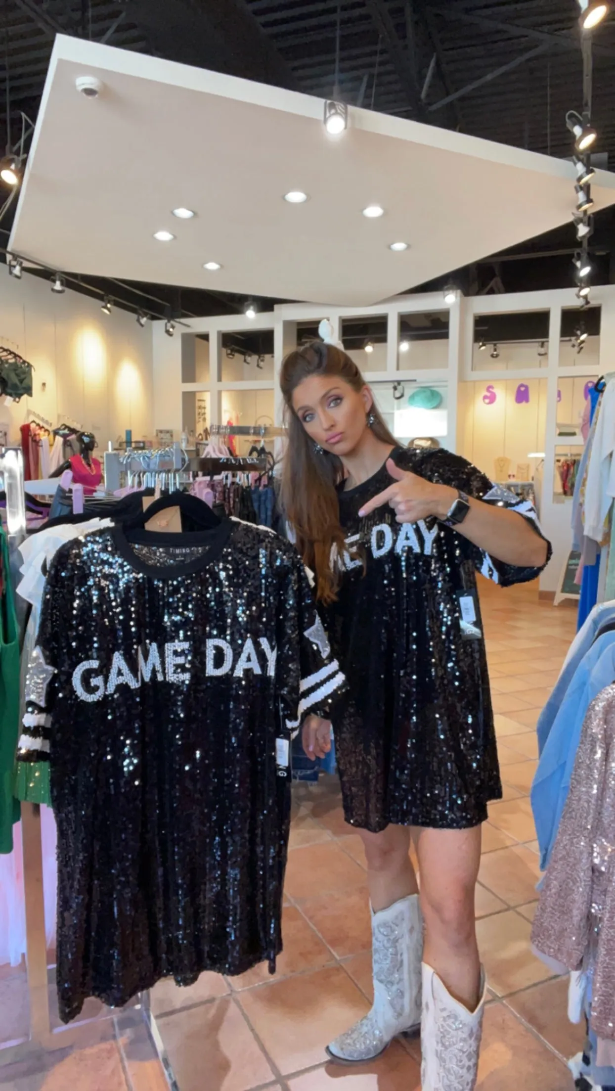 Game Day Sequin Shirt Dress