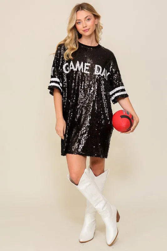 Game Day Sequin Shirt Dress