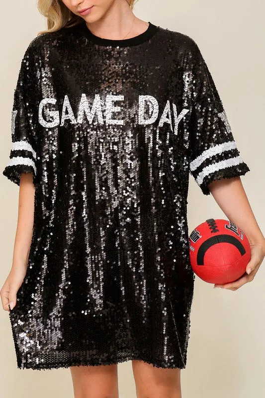 Game Day Sequin Shirt Dress