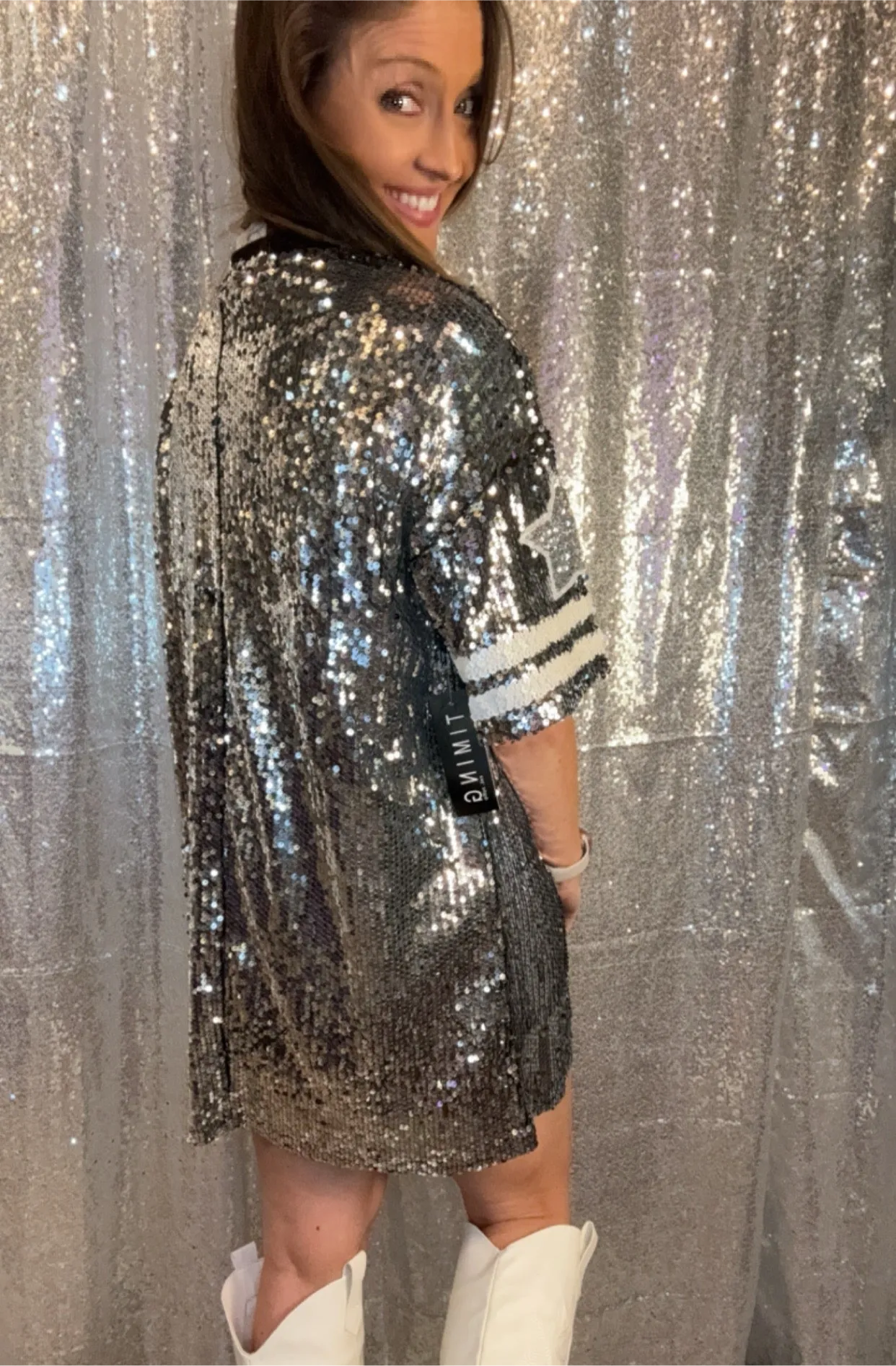 Game Day Sequin Shirt Dress