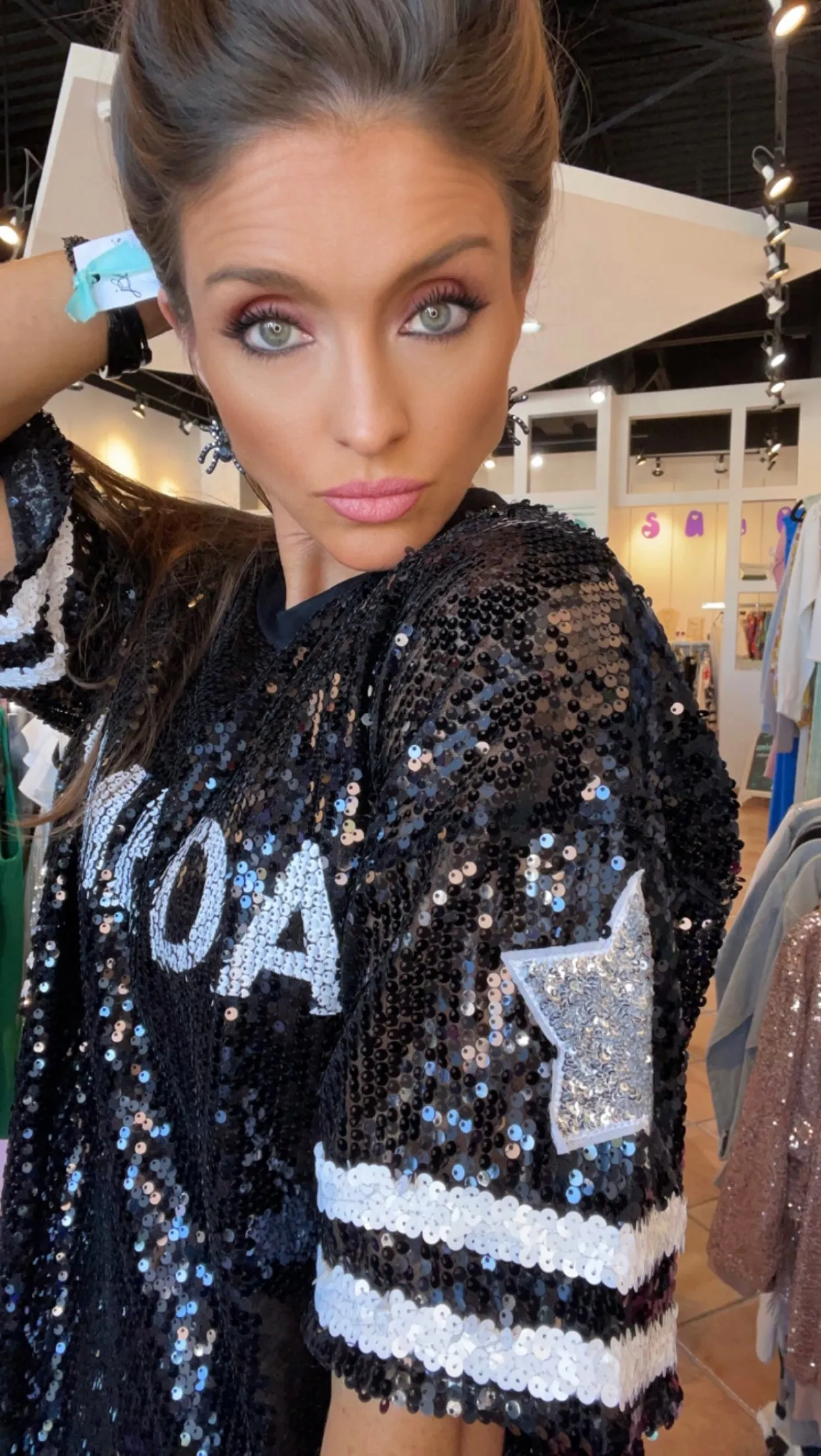 Game Day Sequin Shirt Dress