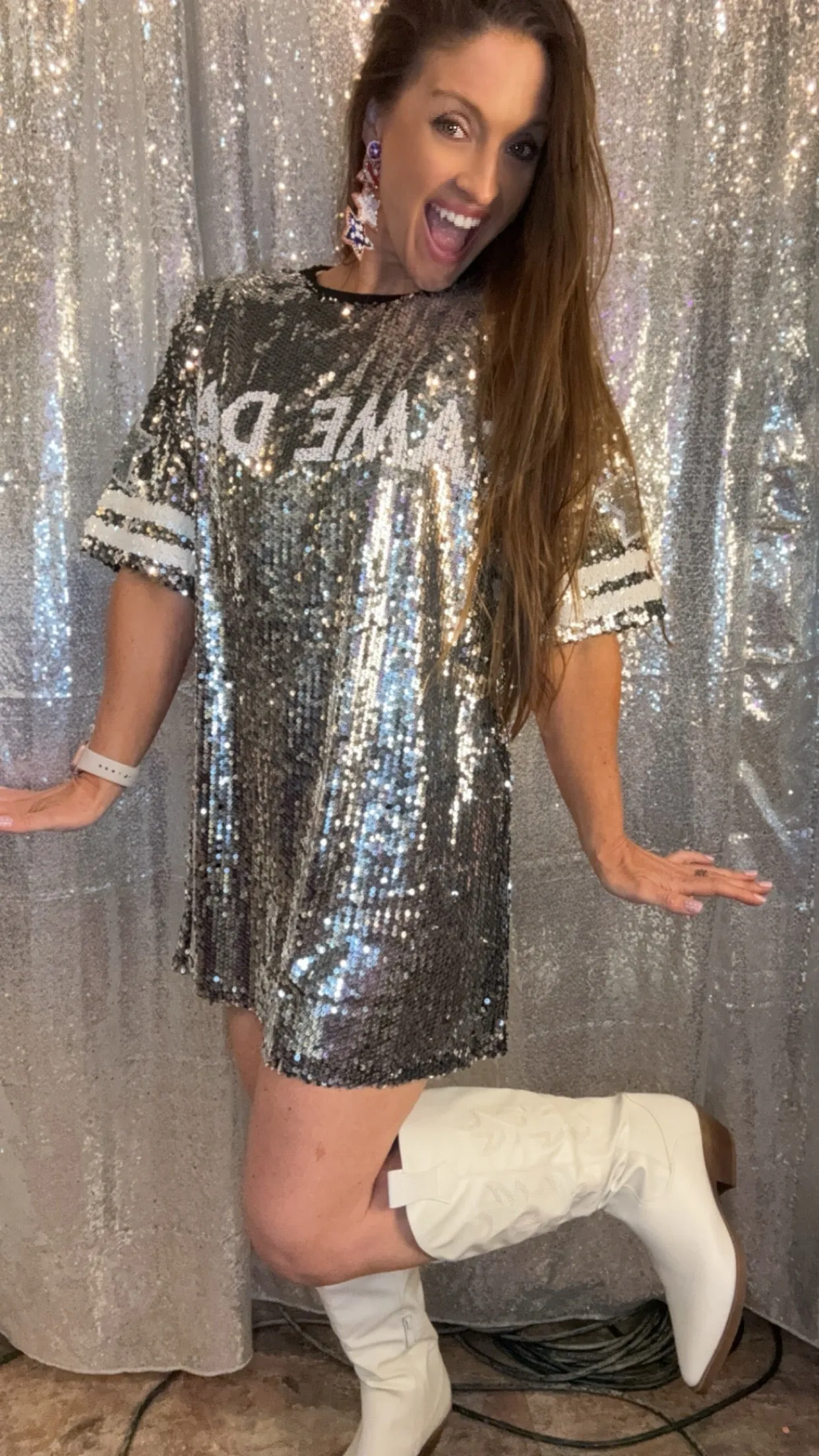 Game Day Sequin Shirt Dress