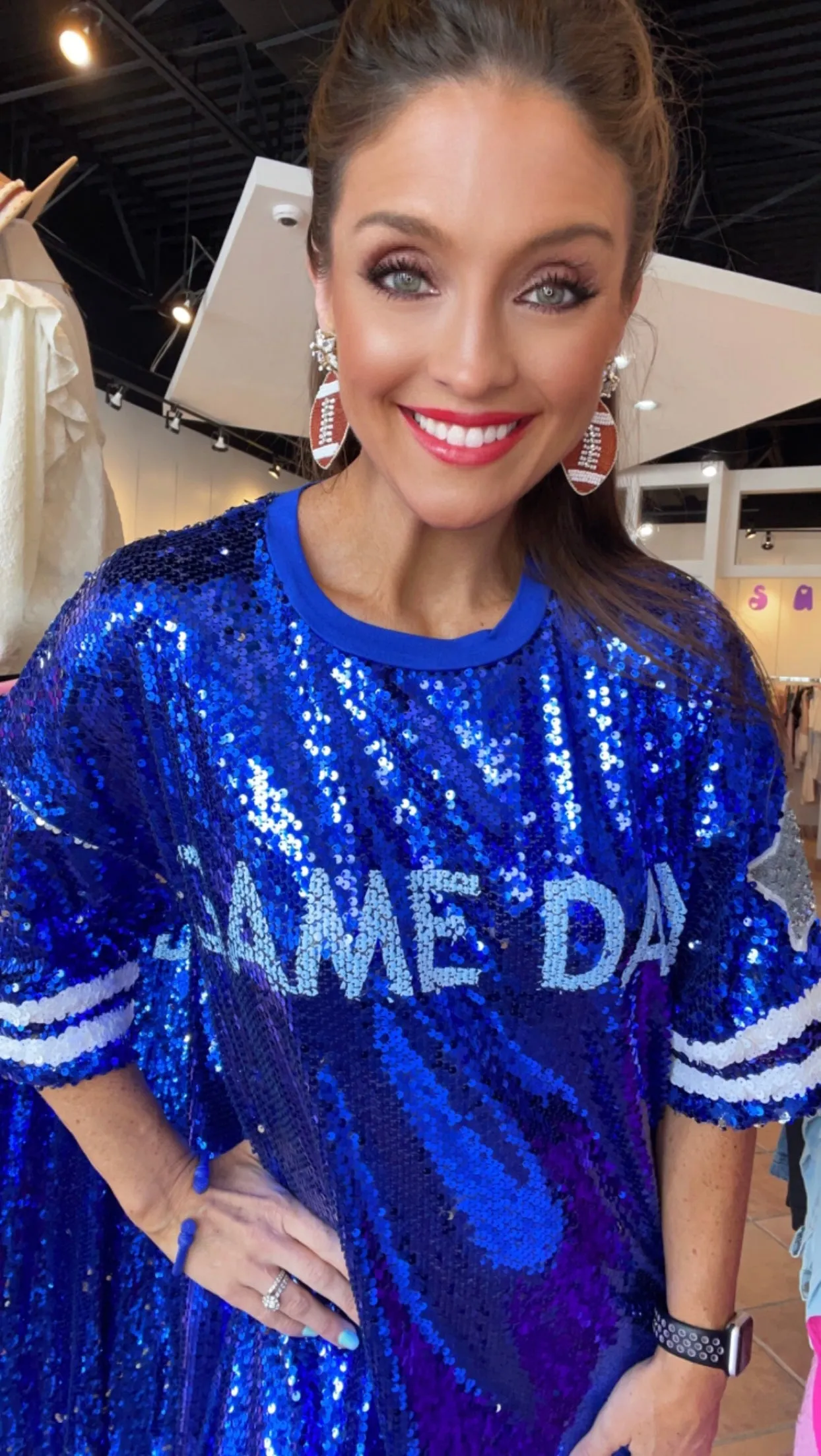 Game Day Sequin Shirt Dress
