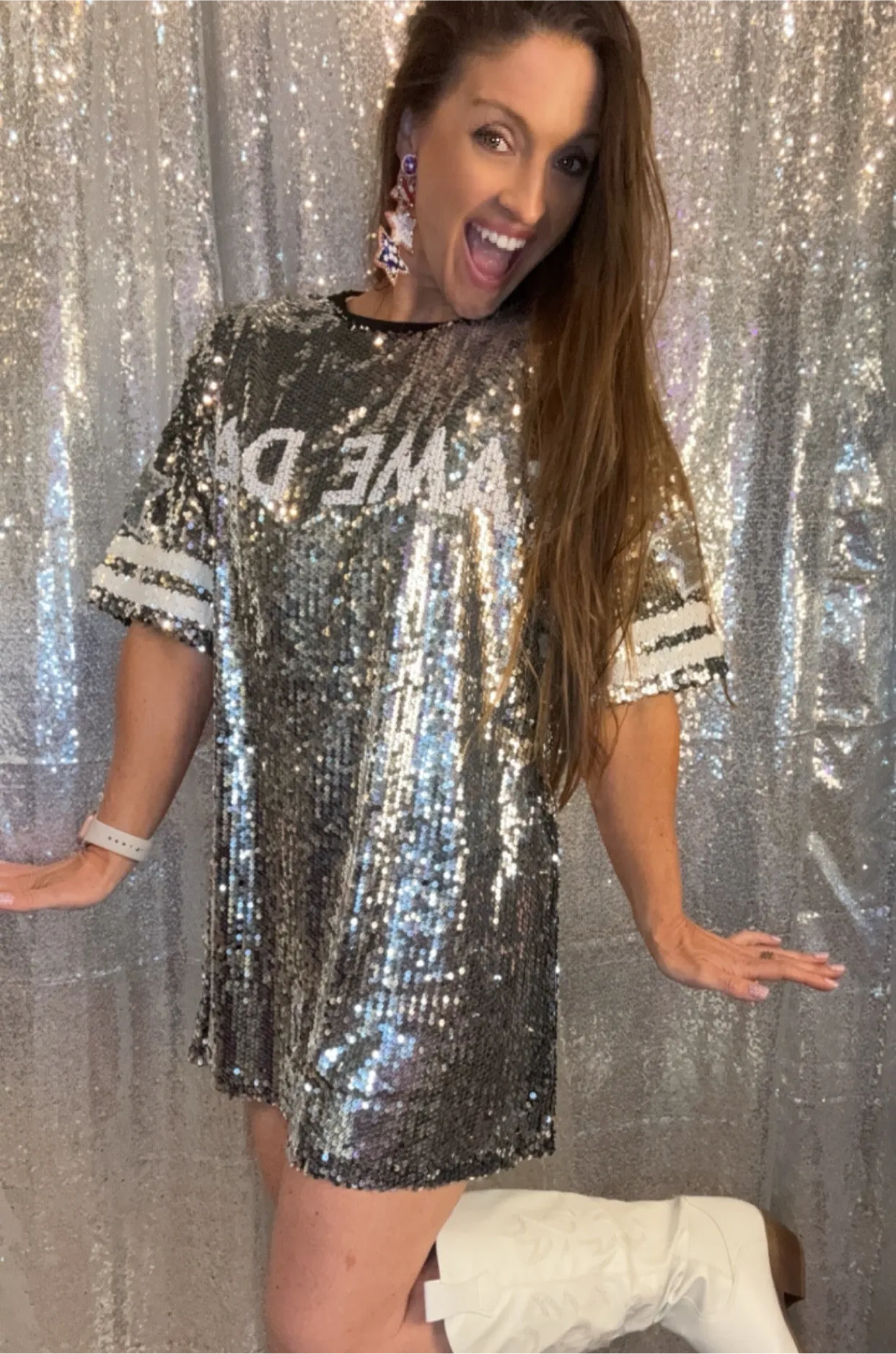 Game Day Sequin Shirt Dress