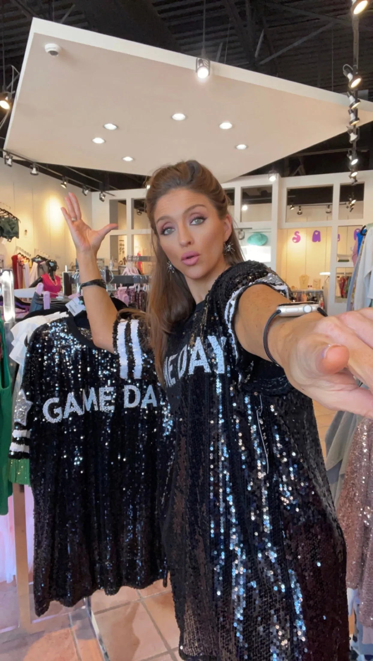 Game Day Sequin Shirt Dress