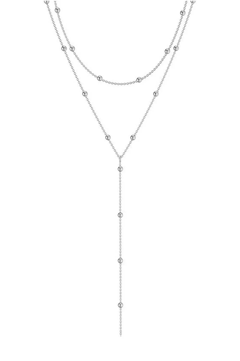 Geometric Tassel Round Bead Multi Layer Long Necklace