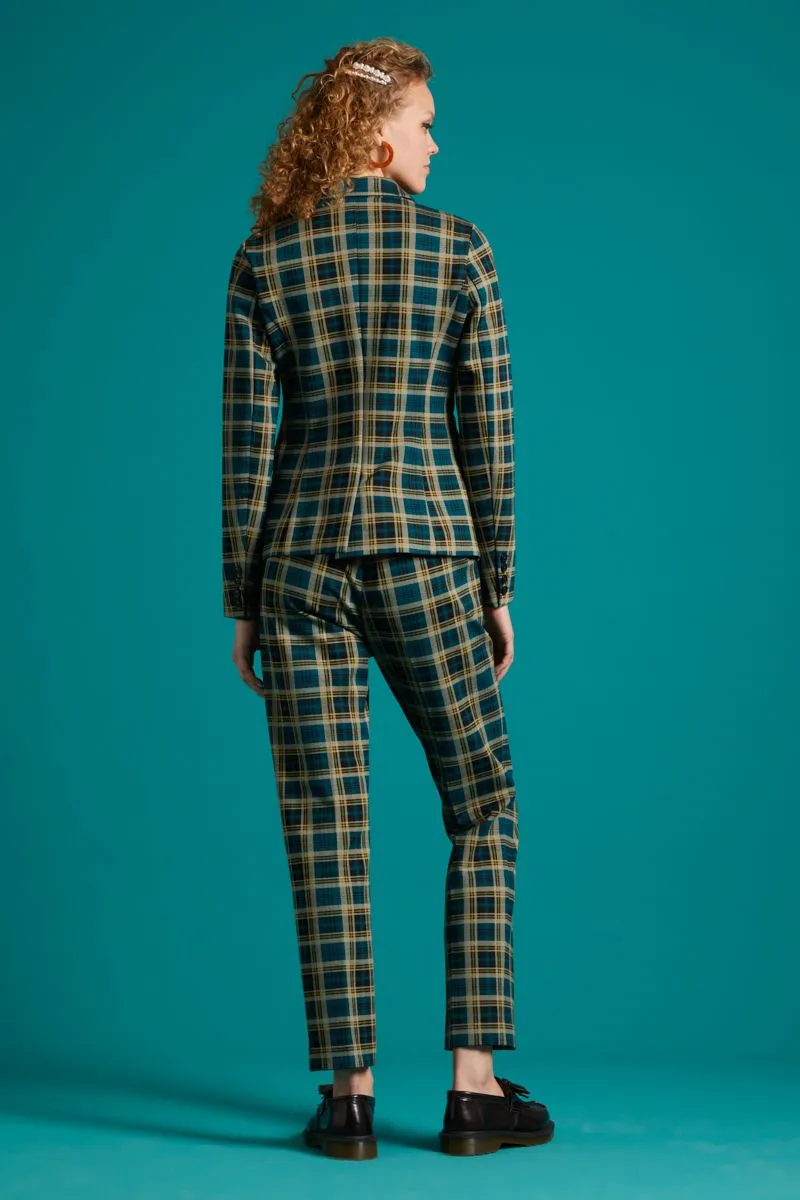 Getailleerde blazer | King Louie Daisy blazer rodeo check dragonfly green