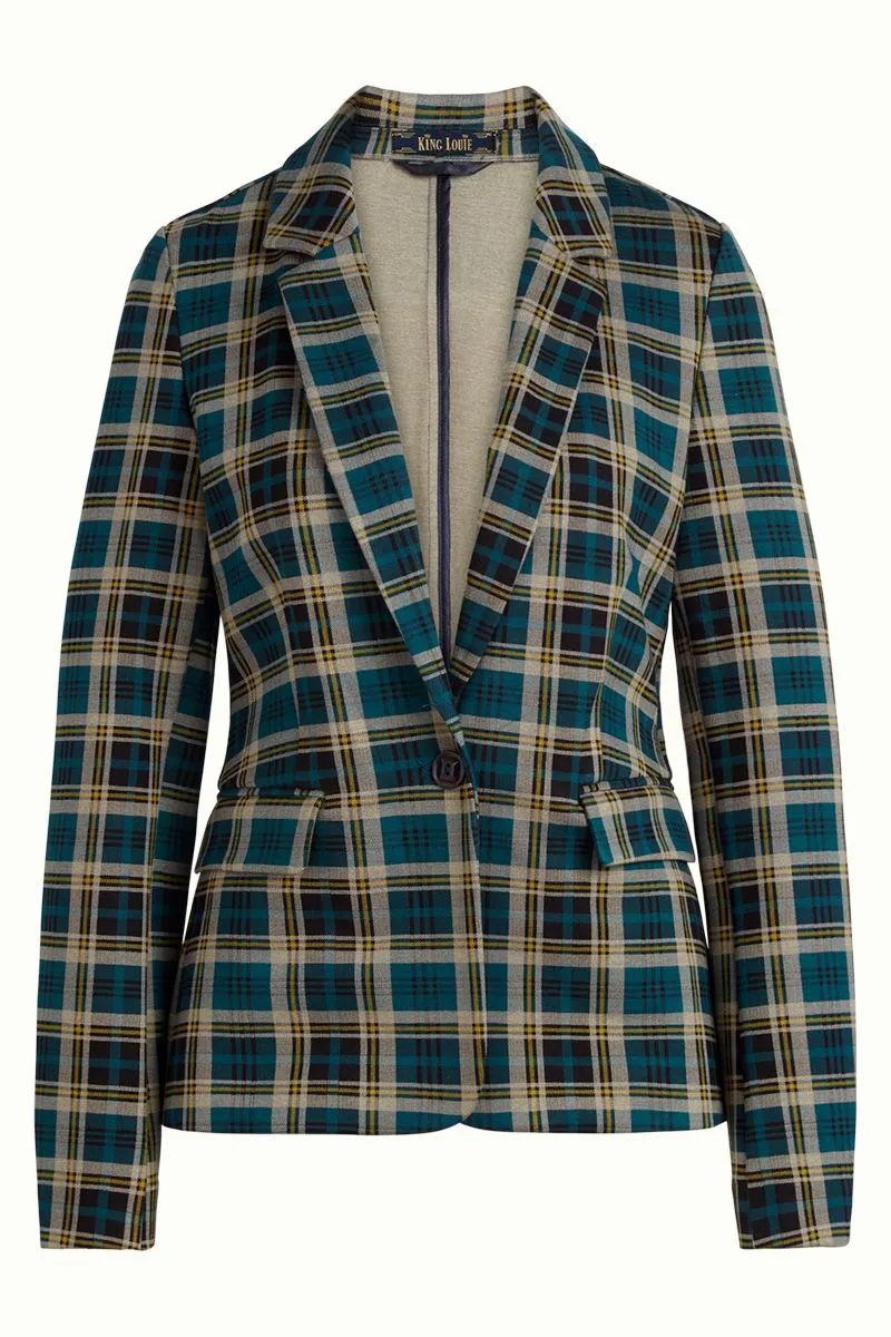 Getailleerde blazer | King Louie Daisy blazer rodeo check dragonfly green
