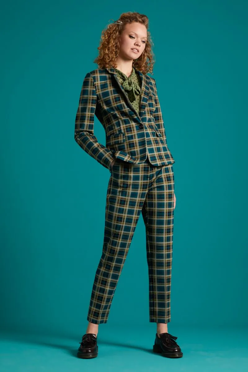 Getailleerde blazer | King Louie Daisy blazer rodeo check dragonfly green