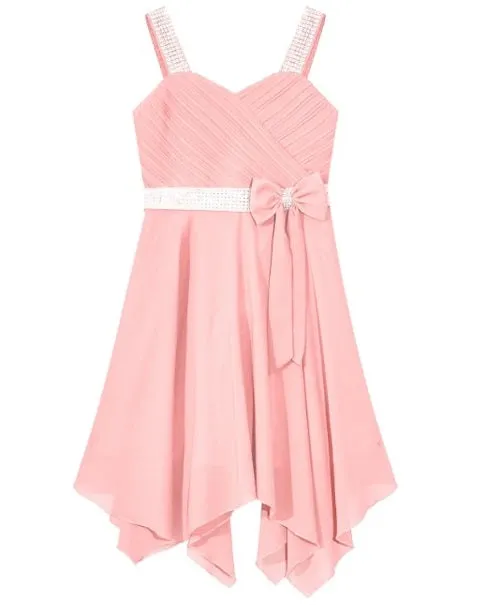 Girl's  Chiffon Dress - Coral Pink