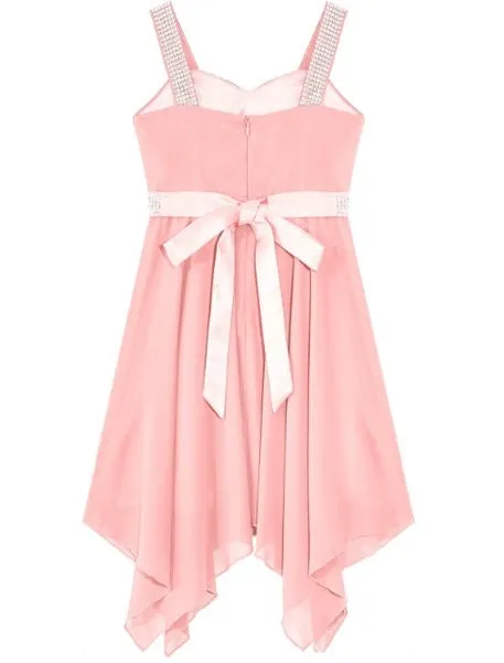 Girl's  Chiffon Dress - Coral Pink