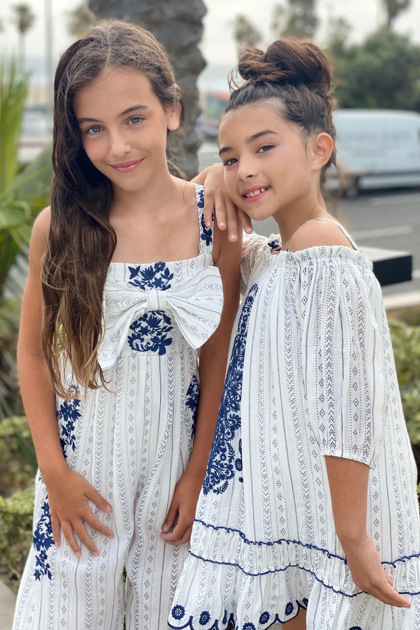 Girl’s Off The Shoulder Scallop Hem Embroidered Boho Dress