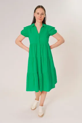 GREEN BUTTON UP SHIRT DRESS