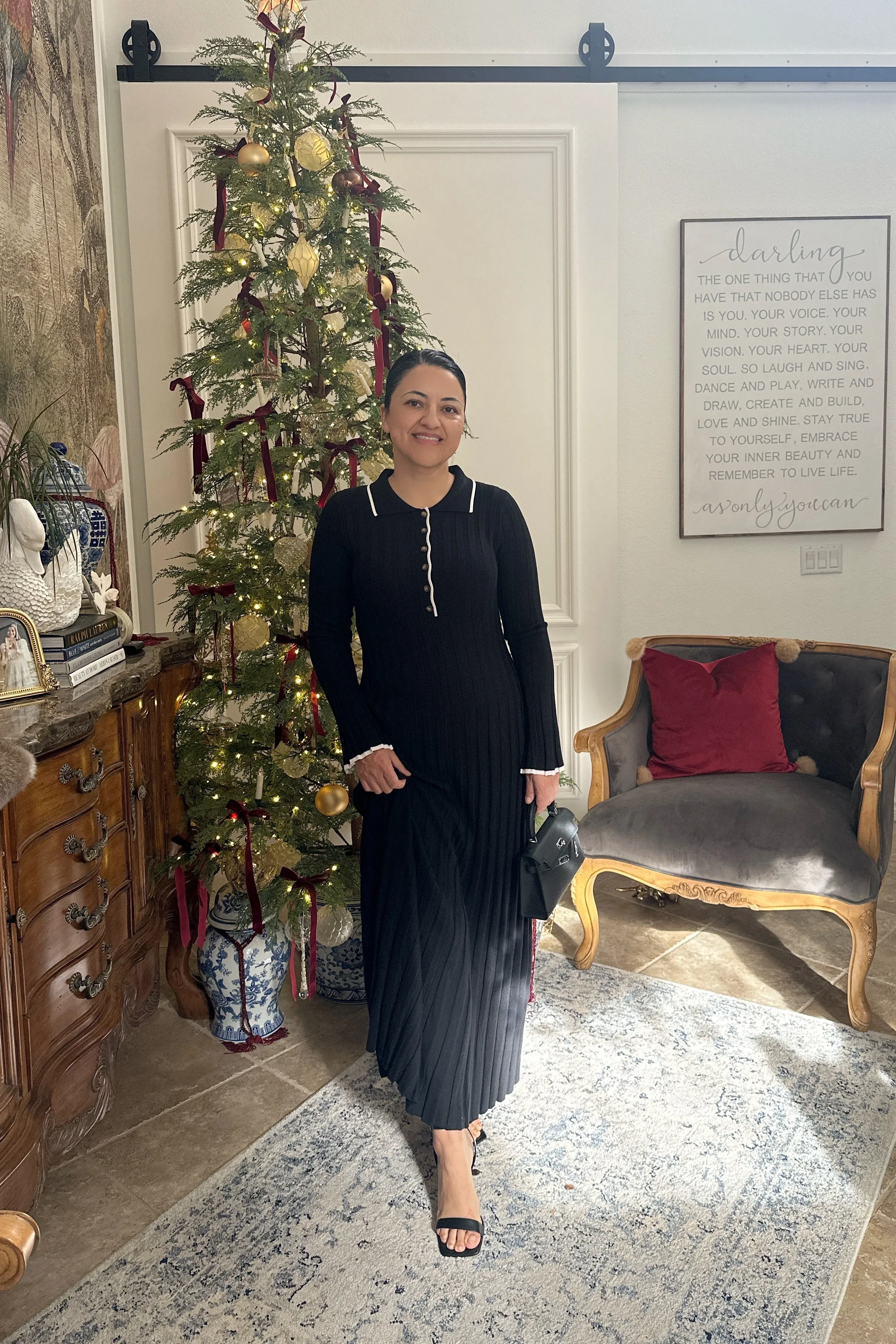 Greer Black Knit Ribbed Maxi Dress