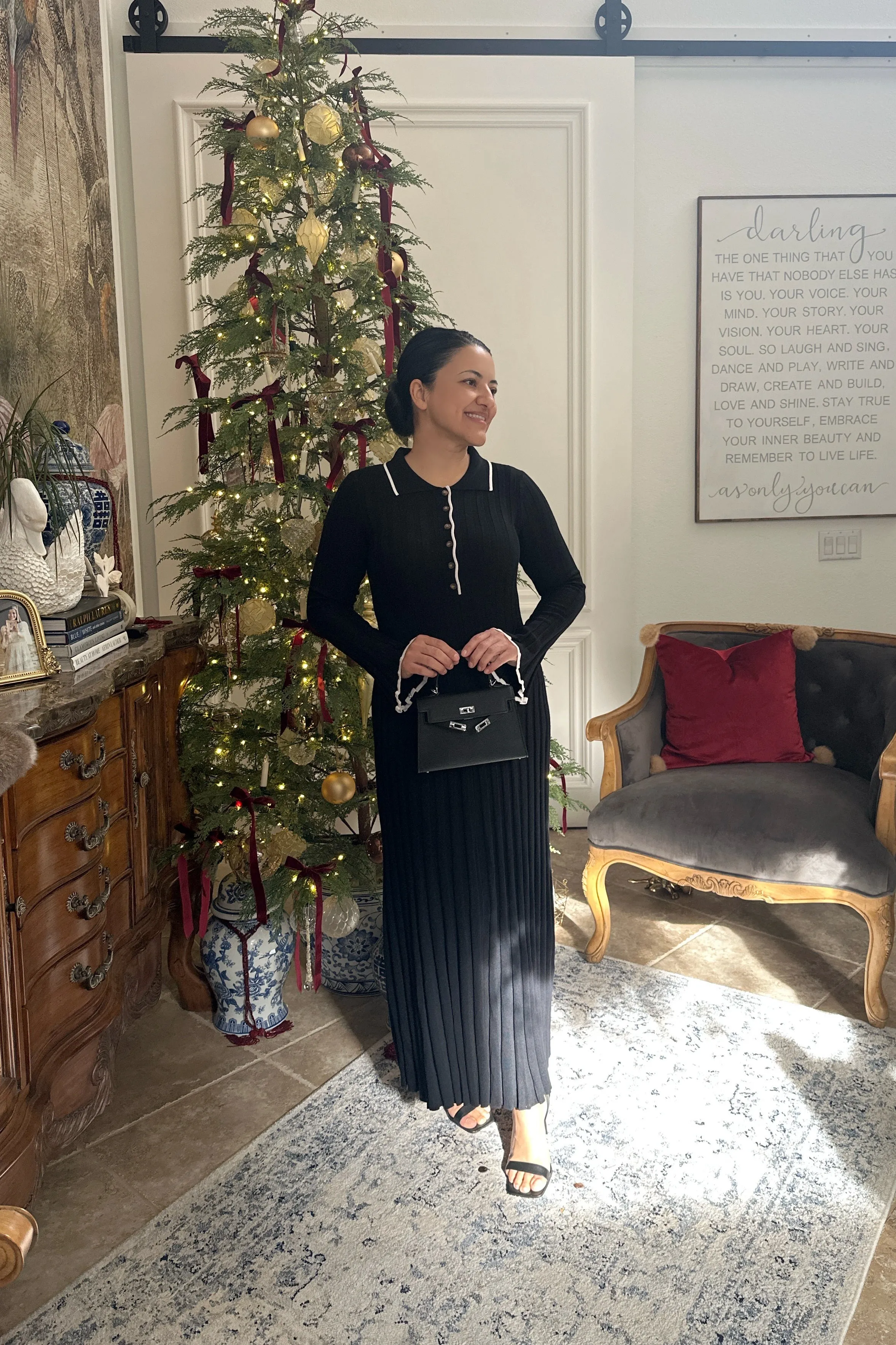 Greer Black Knit Ribbed Maxi Dress