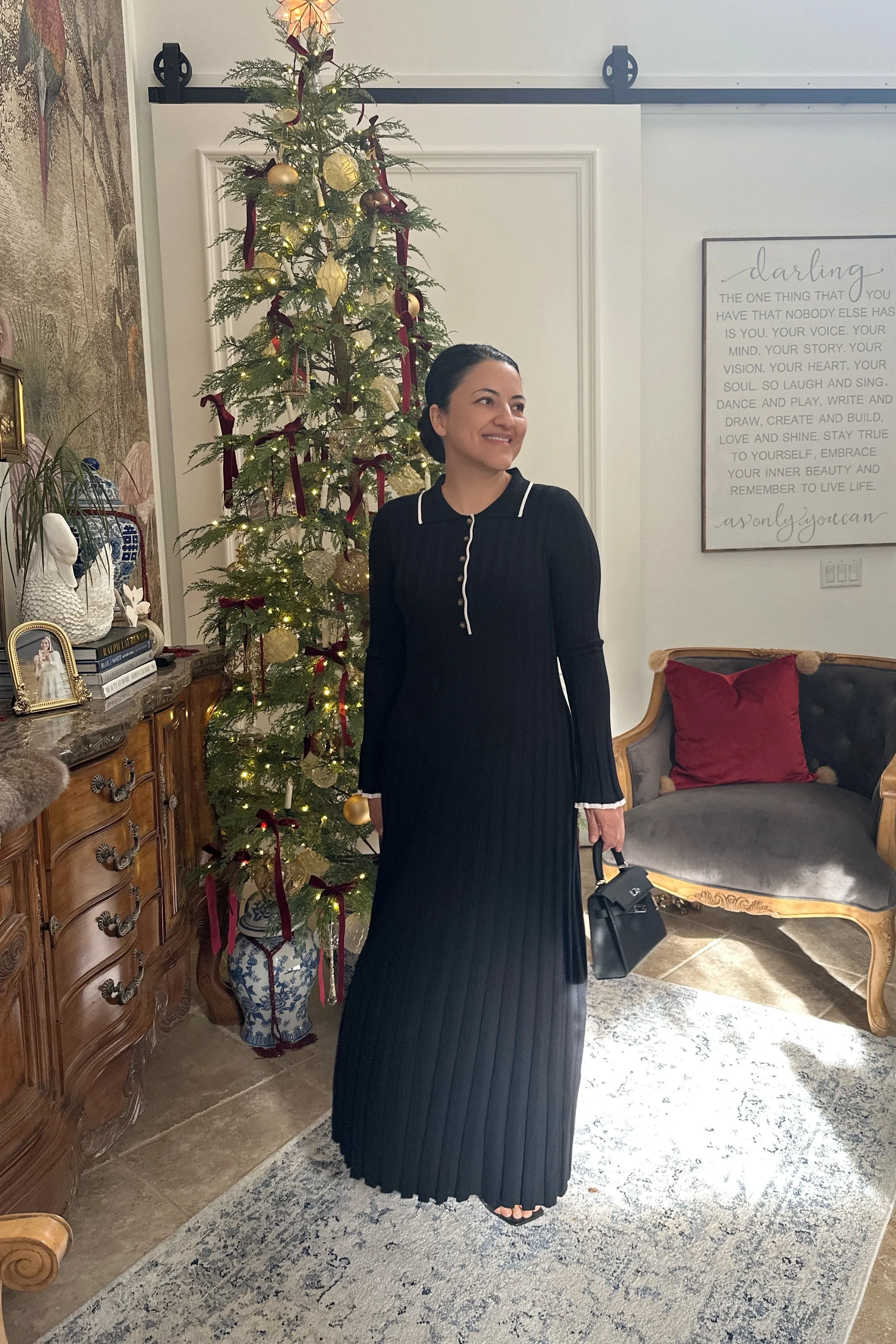 Greer Black Knit Ribbed Maxi Dress