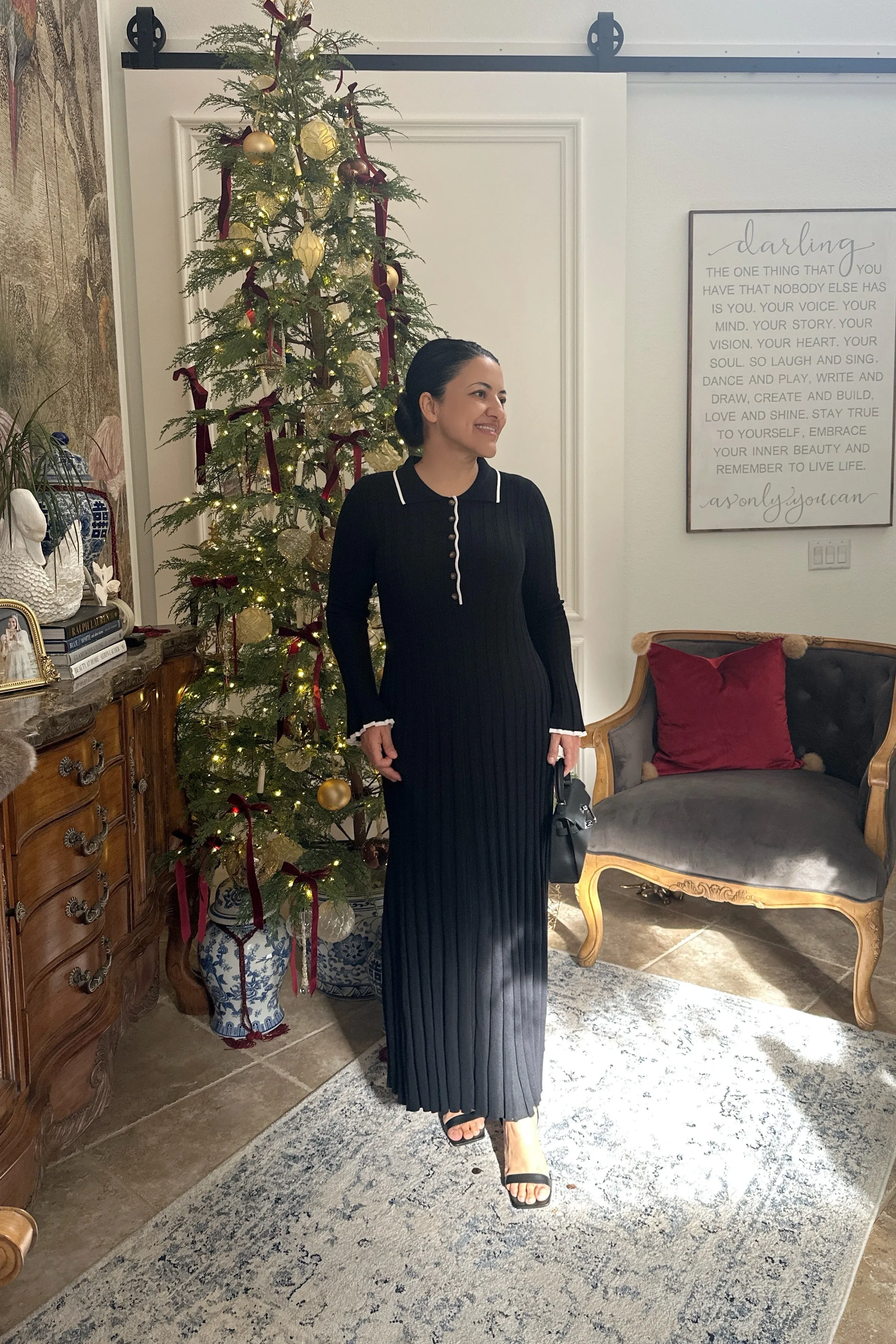 Greer Black Knit Ribbed Maxi Dress