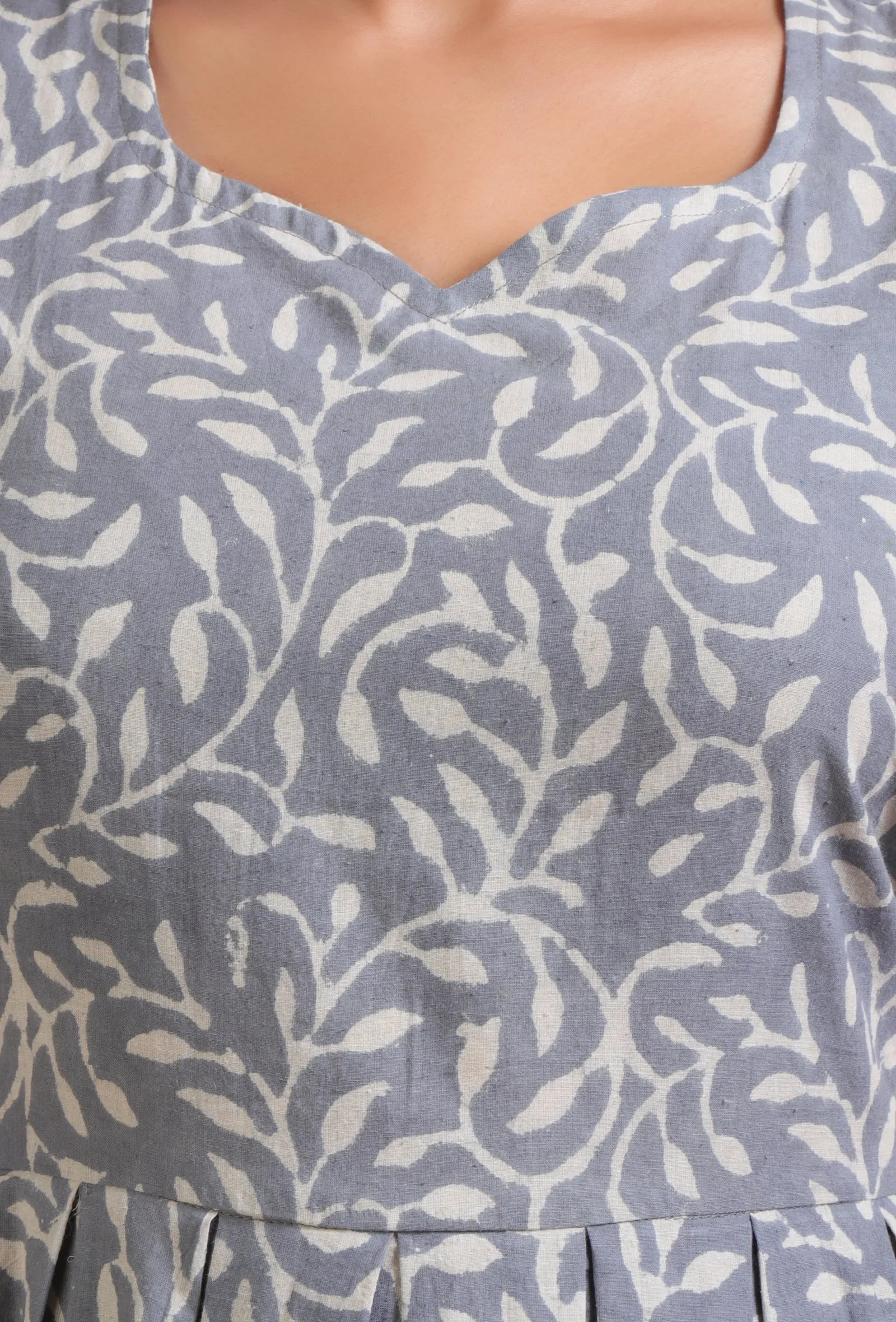 Grey Cotton Printed Dress