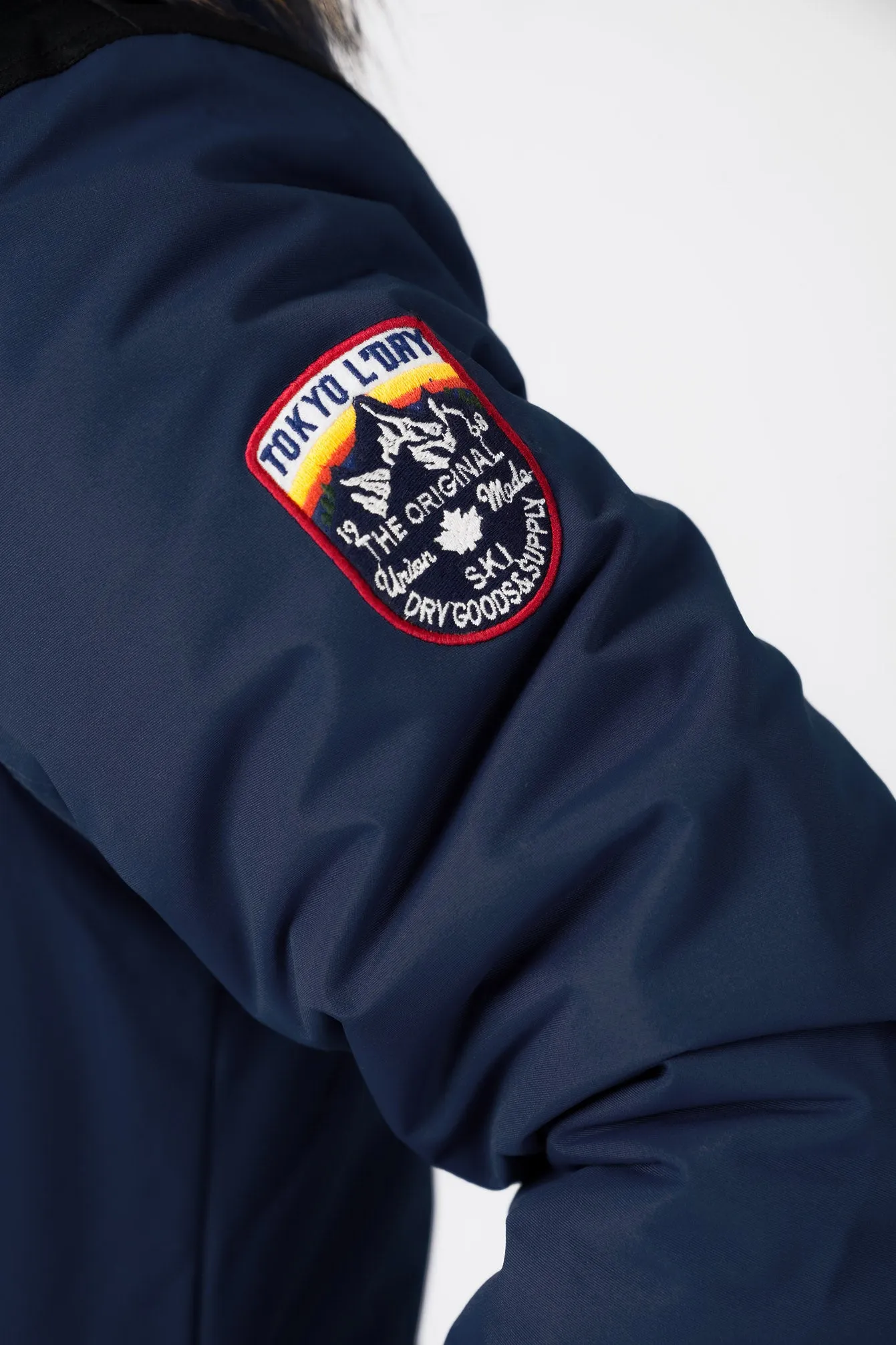 Haakon Colour Block Utility Parka Coat with Faux Fur Lined Hood in Iris Navy - Tokyo Laundry