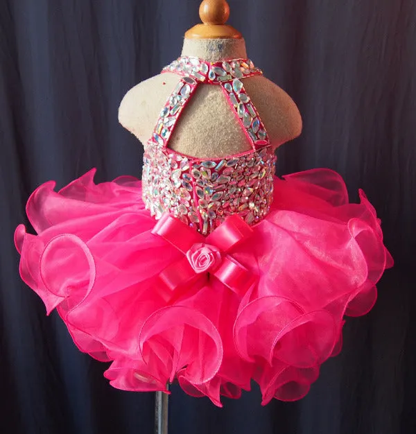 Halter Beaded Bodice Infant/toddler/baby/children/kids Girl's Pageant Dress, 1~4T G109