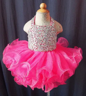 Halter Beaded Bodice Infant/toddler/baby/children/kids Girl's Pageant Dress, 1~4T G109