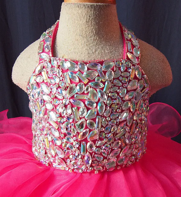 Halter Beaded Bodice Infant/toddler/baby/children/kids Girl's Pageant Dress, 1~4T G109